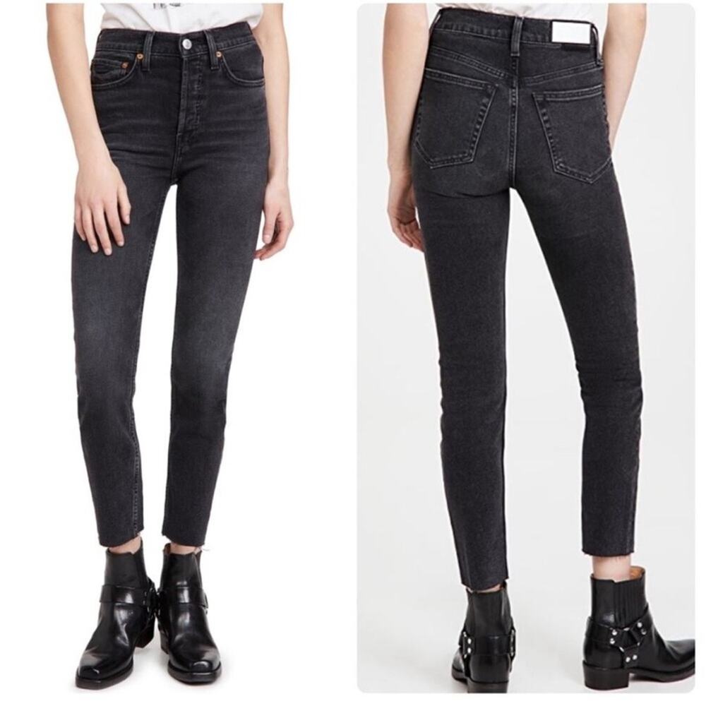 RE/DONE 90s High Rise Ankle Crop Jeans in Faded Stone